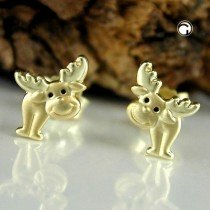 Ohrstecker Elch Augen-schwarz 375 Gold