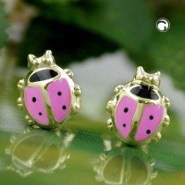 Ohrstecker Marienkäfer rosa 375 Gold