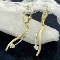 Ohrring bicolor mit Zirkonia 375 Gold