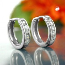 Creolen Ohrringe 13x Zirkonia 375 Weißgold