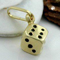 Anhänger Würfel glänzend 375 Gold