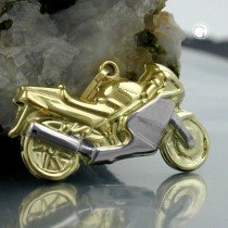 Anhänger 28mm Motorrad bicolor 375 Gold