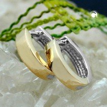 Creolen Ohrringe bicolor 585 Gelbgold