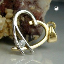 Anhänger Herz offen bicolor 375 Gelbgold