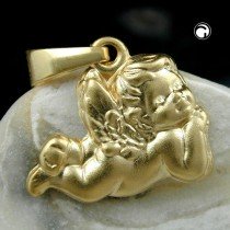Anhänger liegender Engel matt 375 Gold