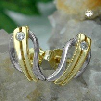 Ohrstecker bicolor Zirkonia 333 Gelbgold