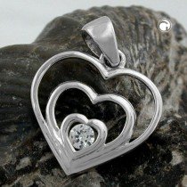 Anhänger Herz Zirkonia 375 Weißgold