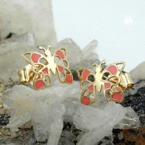 Ohrstecker Schmetterling orange 375 Gold