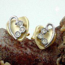 Ohrstecker Herz bicolor Zirkonia 375 Gold