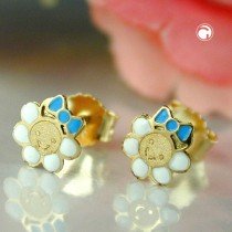 Ohrstecker Blume mit Gesicht 375 Gold