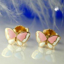 Ohrstecker Schmetterling rosa 375 Gold