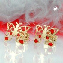 Ohrstecker Schmetterling rot 375 Gold