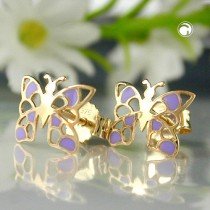 Ohrstecker Schmetterling lila 375 Gold