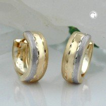 Creolen Ohrringe bicolor diamantiert 375 Gold