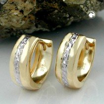 Creolen Ohrringe bicolor diamantiert 375 Gold