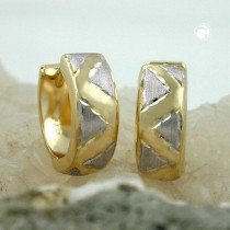 Creolen Ohrringe bicolor diamantiert 375 Gold