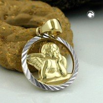 Anhänger Engelmotiv bicolor 375 Gold