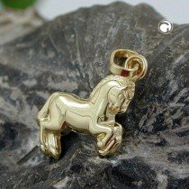 Anhänger Pferd glänzend 333 Gelbgold