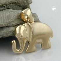 Anhänger Elefant matt-glänzend 375 Gold