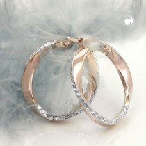 Creolen Ohrringe bicolor diamantiert 375 Gold