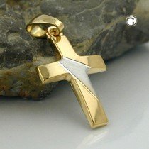 Anhänger Kreuz bicolor 375 Gold