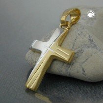 Anhänger Kreuz bicolor 375 Gold