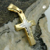 Anhänger Kreuz bicolor 375 Gold