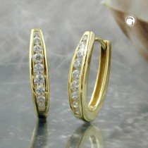 Creolen Ohrringe Klappscharnier Zirkonia 375 Gold