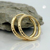 Creolen Ohrringe 15mm diamantiert 585 Gold