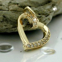 Anhänger Herz mit Zirkonias 375 Gold