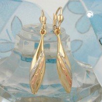 Ohrring tricolor teilmattiert 375 Gold