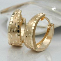 Creolen Ohrringe oval matt-glänzend 375 Gold