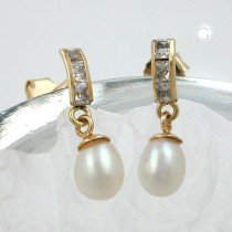 Ohrstecker mit Perle Zirkonia 375 Gold