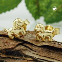 Ohrstecker Hund glänzend 375 Gold