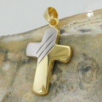 Anhänger Kreuz bicolor 375 Gold