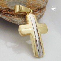 Anhänger Kreuz bicolor 375 Gold