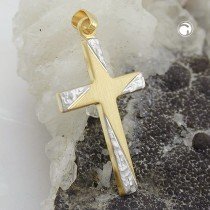 Anhänger Kreuz bicolor 375 Gold