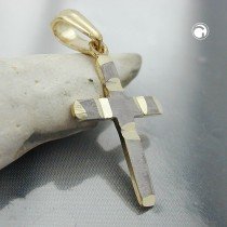 Anhänger Kreuz bicolor 375 Gold