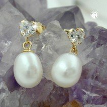 Ohrstecker mit Perle Zirkonia 375 Gold