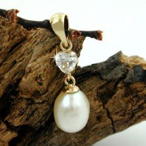 Anhänger mit Perle Zirkonia 375 Gold