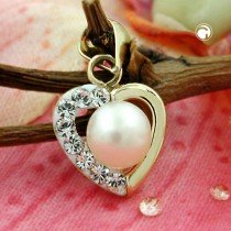 Anhänger Herz Perle Zirkonia 375 Gold