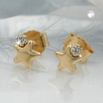 Ohrstecker Stern mit Zirkonia 375 Gold