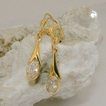Ohrring Zirkonia weiß oval 333 Gelbgold