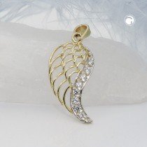 Anhänger Engelsflügel Zirkonia 375 Gold GOL