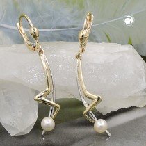Ohrring bicolor Zuchtperle 375 Gold