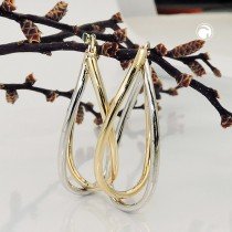 Creolen Ohrringe bicolor durchlegiert 375 Gelbgold