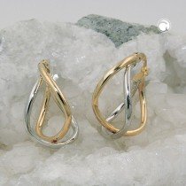 Creolen Ohrringe bicolor durchlegiert 375 Gelbgold
