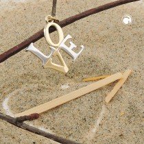 Anhänger LOVE bicolor 375 Gold