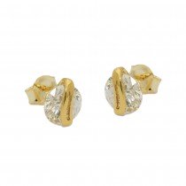 Stecker großer Zirkonia rund mit Schluppe 375 Gold