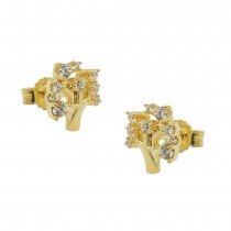 Stecker Baum mit Zirkonias Gold 375